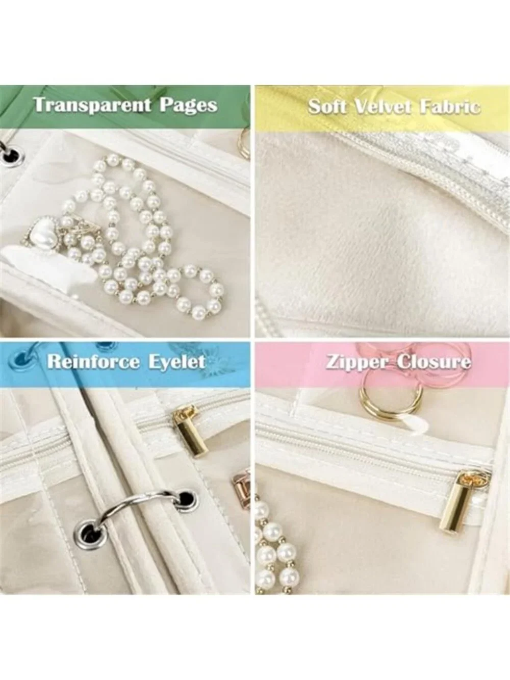 Travel Jewelry Organizer Case Binder Velvet Pouch Earring Ring Necklace Holder